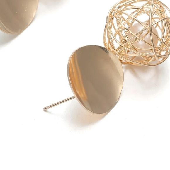 Gold and Pearl Drop Round Earings - Picture 6 of 8